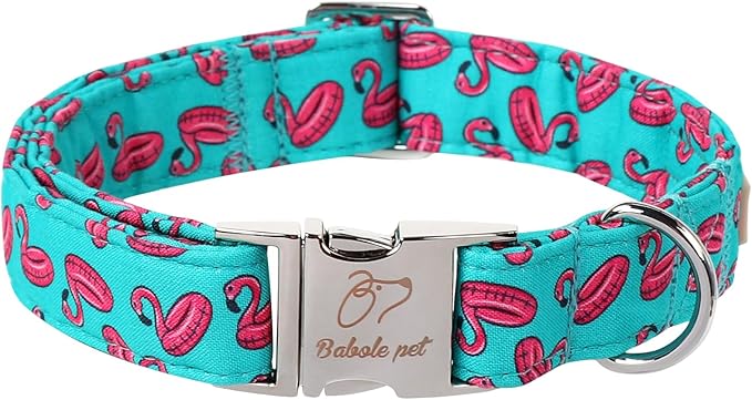 Summer Dog Collar, Cool Flamingo Float Pet Collar with Metal Buckel, Durable Adjustable Designer Dog Collars for Small Medium Large Dogs XL