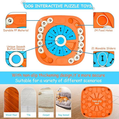 Dog Puzzle Toys,Interactive Treat Puzzle Dog Toy for IQ Training & Mental Stimulating,Treat Puzzle Dispensing with Squeaky Design for Large Medium Small Smart Dogs