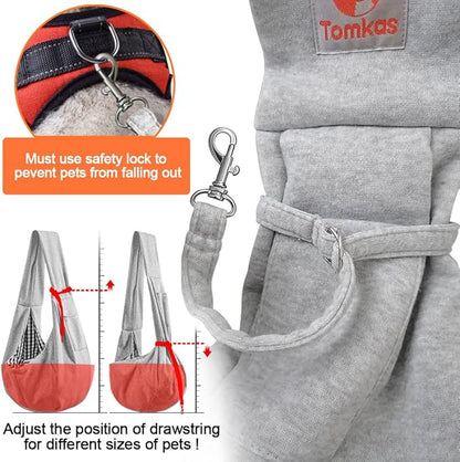 Tomkas Small Dog Sling Carrier - Zipper Pocket & Adjustable Strap & Zip Pocket - for 3-10 lbs Pets (Gray, M - Classic Pocket & Classic Strap)