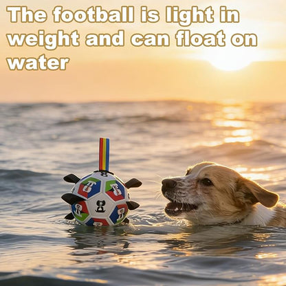 Dog Toys, Word-Cup Style Soccer Ball with Straps, Interactive Lightweight Dog Toys for Outdoor Play, Tug of War, Puppy Birthday Gifts, Water Toy - Ideal Pet Gift for Large Dogs (8 Inch)