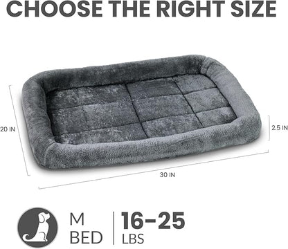 Patas Lague Bolster Dog Bed for Medium Dogs 30''x20'', Soft Warm Foam Pet Sofa Bed, Machine Washable Pet Cat Crate Mat for Medium Breeds, Dark Grey