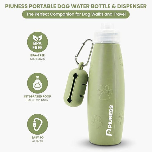 Ultimate 2-in-1 Dog Walk Essential – Portable Pee Cleaning Bottle + Detachable Poop Bag Dispenser (Green)