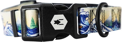 Wolfgang Heavy Duty, Adjustable Dog Collar with Quick Release Nylon Buckle for Walking & Training, MountainWave Print, Large