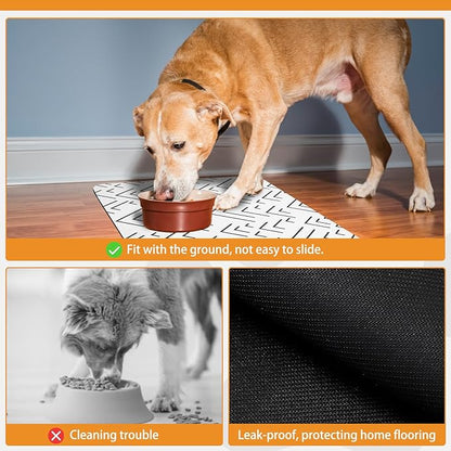 KOOLTAIL Dog Food Mat, Absorbent Pet Feeding Mat for Food and Water Bowls, Placement Pad for Floors with Waterproof Rubber Backing, Quick Dry Water Dispenser Mat for Dogs Puppy Cats, Large, 17"x28"