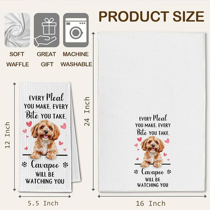 Cavapoo Gifts Kitchen Towels, Funny Dog Tea Dish Towels for Kitchen Decorative, Cavapoo Dog Lovers Gifts for Women, Every Meal You Make Every Bite You Take Hand Towel, 16x24 Inch
