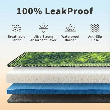 Dog Pee Pads Training Pads Upgrade Triple Thickness All-Purpose Super Absorbent & Leak-Proof, Quick Dry and Leak-Proof and Odor Control (Green/Multi, 36" x48"x2PCS)