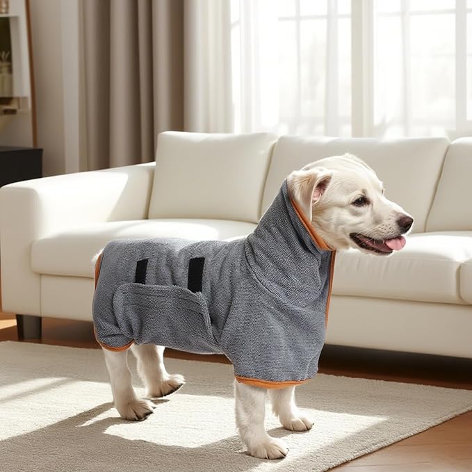 Dog Bathrobe Super Absorbent Dog Towels Microfiber Bath Robe Towel for After Bath Warm Keeping Dogs Cold Weather Coats