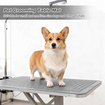 Dog Grooming Table Mat Pad Non Slip, Multipurpose Soft Pet Grooming Table Mats at Home, 28 x 19.7 Inch Silicone Durable Anti-Fatigue Groomer Mats Paw Protection Easy-Clean Cat Dog Bath Mat (Grey)