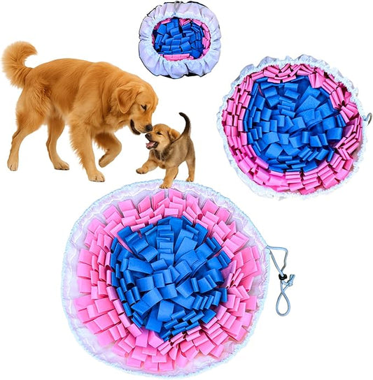 Snuffle Mat for Dogs, Large Dog Snuffle Mat 19'' x 19'' Enrichment Interactive Dog Puzzle Toys for Cats Dogs Encourage Natural Foraging Skills and Olfactory Training Stress Relievers Pink-Blue