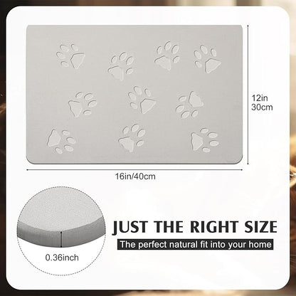 Valentine Dog Gift Stone Mat for Dog Bowl Diatomaceous Earth Absorbent Non Slip Cat Puppy Mat for Food and Water Quick Drying Easy to Clean Placemat for Bowl Dish(Light Gray,16 x 12 Inch)