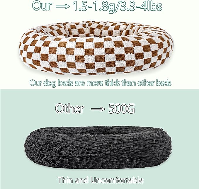 31 Inch Calming Dog Bed for Medium Dogs, Round Anti-Anxiety Warm Bed, Soft Cozy Anti-Slip Donut Washable Pet Bed, Fits up to 50 lbs Pets