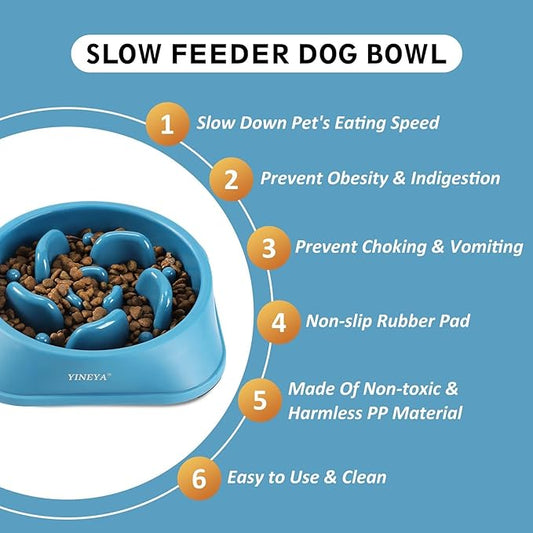 Slow Feeder Dog Bowls, Pet Supplies That Slow Down Eating, Pet Food Bowls, Maze Dog Puzzle Feeder for Medium Breed
