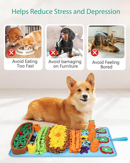 ORIA 32''x20'' Snuffle Mat for Dogs, Interactive Dog Puzzle Toy to Keep Them Busy, Encourages Natural Foraging Skills and Stress Relief, Slow Feeding Mat for Small Medium Large Dogs Cats Rabbits