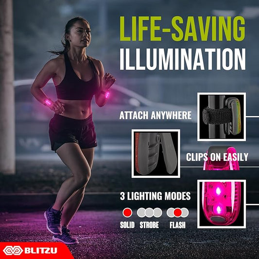4 Pack LED Safety Light, Clip on Reflective Gear Lights for Walking at Night, Running, Jogging, High Visibility Strobe Light Accessories for Runners, Kids, Hiking, Kayak, Cycling, Camping, Boat