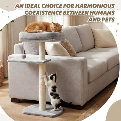 Geelin 39” H Cat Tree Tower with Thick Scratching Posts Sisal 11.8 x 15.7” Cat Bed for Sofa Side for Indoor Large Cats and Kittens Adjustable Height Easy Assembly Heavy Duty, Grey