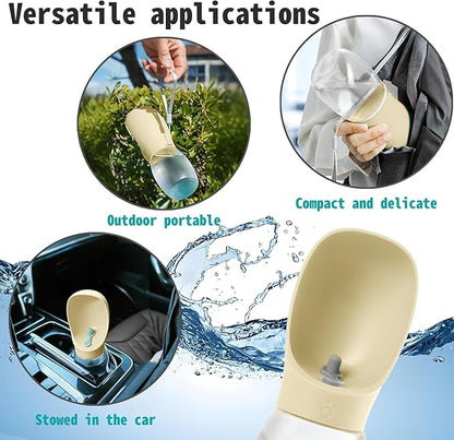 Portable Dog Water Bottle, 12 oz, Leak-Proof Travel Pet Dispenser, Teal,Puppy Water Dispenser with Drinking Feeder for Travel (Yellow, Small)