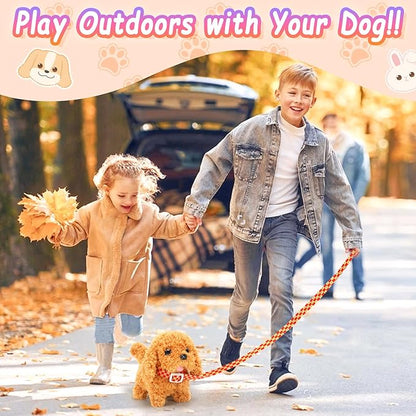 Tagitary Plush Toys Puppy Electronic Toy Dogs That Walk and Bark,Tail Wagging Fake Dog Interactive Dog Toy for Kids with Leash,Easter Christmas Birthday Gift for Toddlers Kids