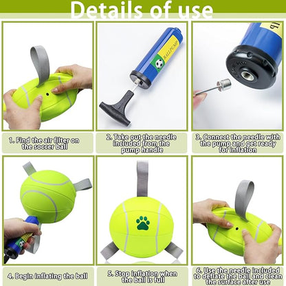 Magicorange 6 inch Dog Ball, 1 Pack Dog Tennis Balls Interactive Pet Ball for Tug of War & Water Play,Herding Balls for Medium & Large Dogs (Yellow,)