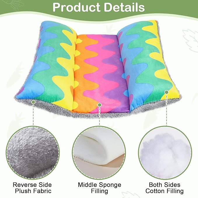 Rabbit Bed 15"X14"Thickened and Soft Bunny Bed Washable Cuddle Cushion Plush Mat Double-Sided Plush Small Pet Flop Mat Cotton Pillow for Rabbit