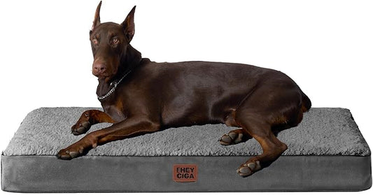 EHEYCIGA Orthopedic XXL Dog Beds for Jumbo Dogs with Removable Washable Cover for Crate, Grey, 47x29