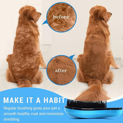 Dog Grooming Brush for Small Breeds, Soft Bristles, Suitable for Shih Tzu, Yorkie, Teddy (Blue)
