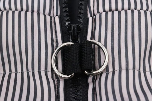 Striped Dog Coats Warm Winter Puppy Jackets with D-Rings Jacket for Small Dogs, XL, Striped