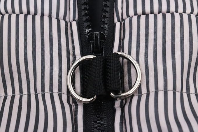 Striped Dog Coats Warm Winter Puppy Jackets with D-Rings Jacket for Small Dogs, XS, Striped