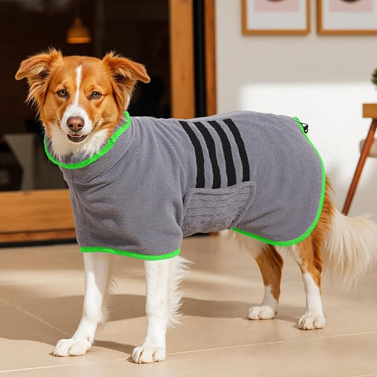 Microfibre Dog Bathrobe Dog Towel Wrap Super Absorbent Dog Drying Coat Bath Robe for Puppy, Medium & Large Dogs, Fast Drying, Adjustable, for Pet Dogs & Cats