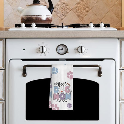 Dog Mom Gifts Kitchen Towels, Dog Lovers Owners Gifts for Women, Colorful Dogs Paws Hand Towels for Bathroom, 16x24 Inches