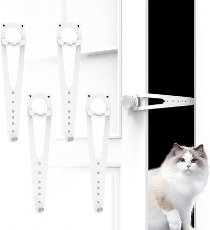 Neobay Cat Door Latch with Stabilizer, 7 Sizes Adjustable Cat Door Holder Latch to Keep Dog Out of Litter Box, No-Drill Alternative of Pet Gates and Interior Pet Door, White, 4 Packs