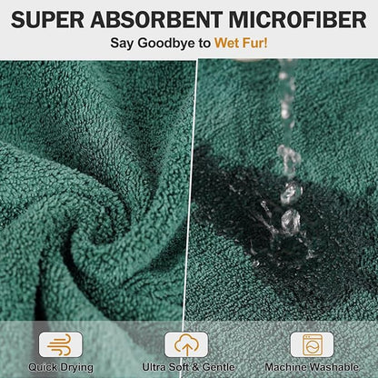 Super Absorbent Dog Bathrobe, Microfiber Dog Drying Coat Dog Bath Robe Towel for Small, Medium & Large Dogs, Quick Drying, Warm Keeping Dog Robes for After Bath Supplies