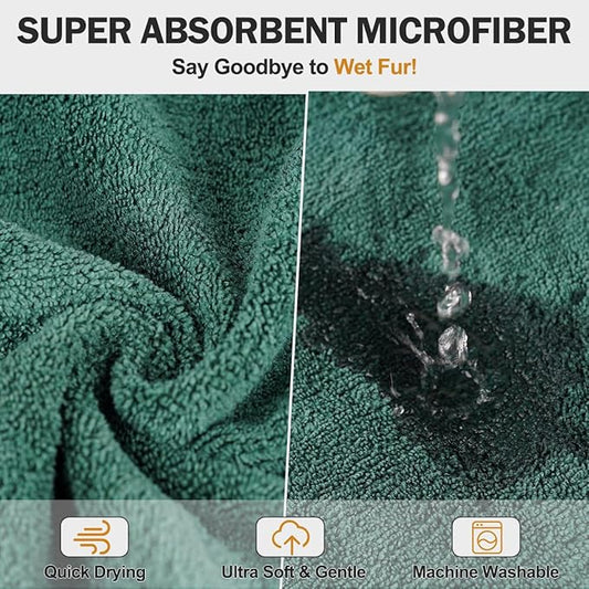 Super Absorbent Dog Bathrobe, Microfiber Dog Drying Coat Dog Bath Robe Towel for Small, Medium & Large Dogs, Quick Drying, Warm Keeping Dog Robes for After Bath Supplies