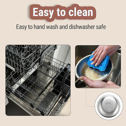 PEDAY 18/8 Stainless Steel Cat Bowls, Whisker Friendly, Human Grade, Dishwasher Safe, Easy to Clean, Pack of 2, Each Holds 2.3 Cup