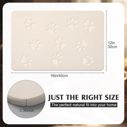 Valentine Dog Gift Stone Mat for Dog Bowl Diatomaceous Earth Absorbent Non Slip Cat Puppy Mat for Food and Water Quick Drying Easy to Clean Placemat for Bowl Dish(Beige,16 x 12 Inch)