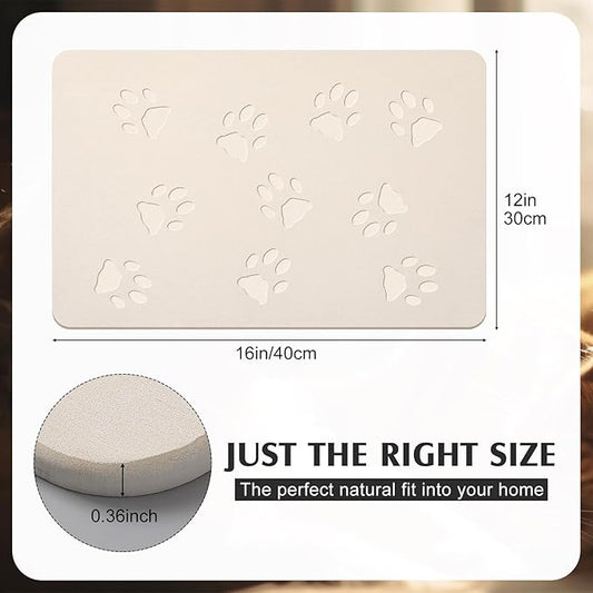 Valentine Dog Gift Stone Mat for Dog Bowl Diatomaceous Earth Absorbent Non Slip Cat Puppy Mat for Food and Water Quick Drying Easy to Clean Placemat for Bowl Dish(Beige,16 x 12 Inch)