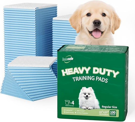 IMMCUTE 100 Count Premium Puppy Pads, 22"x23" Dog Pee Pads – Ultra-Soft Heat-Sealed, 6-Layer Leak-Proof & Super Absorbent Potty Training Pads for Dogs, Cats, Pets | Crate Training & Indoor Use, Blue