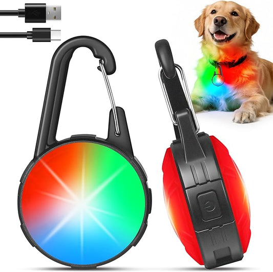 Double Sided Dog Collar Light, 6 Modes LED Pet Collar Clip On, IP68 Waterproof with Rechargeable Safety Light, 2 Pack Dog Lights for Night Walking, Camping, Running, Cycling