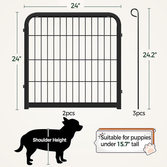 Yaheetech Dog Playpen, 24 inch 4 Panels Dog Pen for Indoor Heavy Duty Puppy Exercise Pen Metal Pet Fence for RV Camping/Yard/Garden