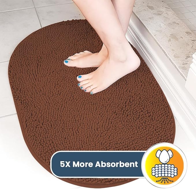 Muddy Mat® Shown on TV – Super Absorbent Microfiber Dog Door Mat for Muddy Paws, Non-Slip Washable Pet Rug, Quick Dry Chenille Entryway Carpet,Machine Washable Indoor Outdoor Mat, Brown Oval 3ft x 5ft