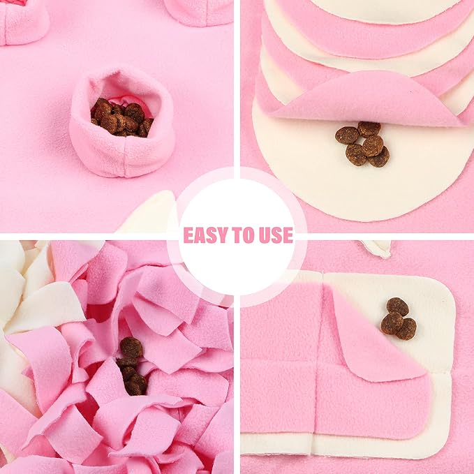 Snuffle Mat for Small Large Dogs (23.6" x 39.4") - Nosework Feeding, Easy to Fill, Machine Washable Training Mat, Pet Activity/Toy/Play, Great for Stress Release - M & Pink