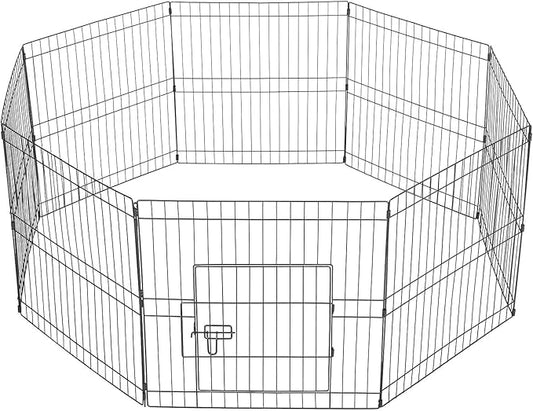 Yaheetech 24 inch Black Metal Pet Playpen 16 Panel Foldable Playpen for Puppy - Outdoor & Indoor with Door - Metal Dog Exercise Pen Barrier Kennel Portable Puppy Fence