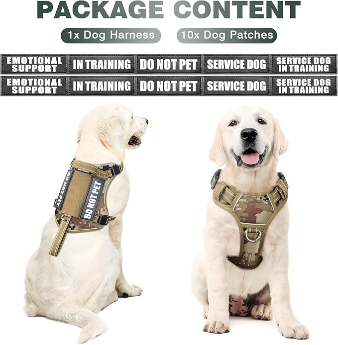 WINSEE Tactical Dog Harness, No Pull Dog Harness for Medium Large Dogs with Handle & Molle, Military Service Dog Vest Harness in Training Pet Harness for Small Dogs