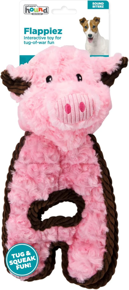 Outward Hound by Charming Pet Cuddle Tugs Pig Plush Interactive Dog Tug Toy