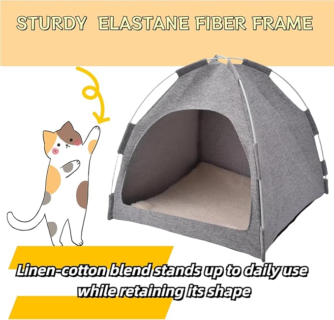 Cat Tent, Cat Houses for Indoor Cats, Quick Assembly and Disassembly, Portable Pet Tent, for Cats, Small Dogs and Other Small Animals (Blue Grey)
