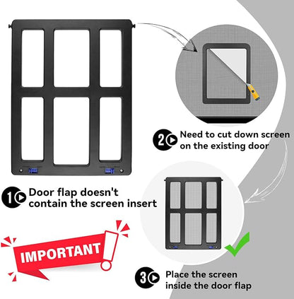 Namsan Cat Door Screen Door, Passage 8.3 x 10.3 inches, Small Dog Door for Sliding Door, Magnetic Auto Closing, Cat Screen Window, Lockable, Black