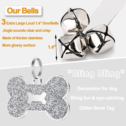 2 Pack Dog Door Bells, Dog Doorbell to go Outside Puppy Train Bell for Dogs to Ring to go Potty, Puppy Toilet Training Bell Jingle Bells for Door Knob (White)