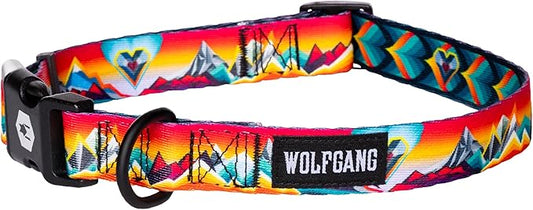 Wolfgang Heavy Duty, Adjustable Dog Collar with Quick Release Nylon Buckle for Walking & Training, MountainVibes Print, Large