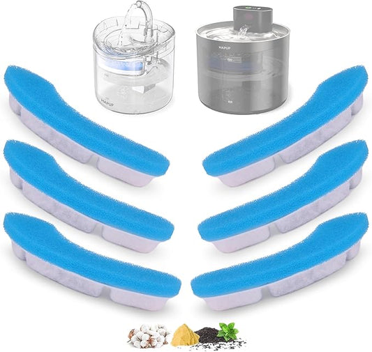 Cat Water Fountain Filter Replacement Upgrade Cat Fountain Filter Arc-Shaped Safe Washable Animal Water Fountain Filters with 4 Filtration System for HAPUP Dog Kitty Spout Cat Fountain