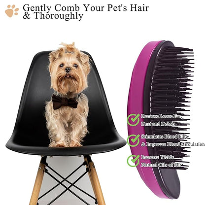 Small Dog Brush, Soft Pet Grooming Brush for Shih Tzus, Yorkies, Maltipoos, Maltese, Puppy Massaging Hair Brush, Cat Brush, for Small Animals Rabbits of All Hair Types (Pink)