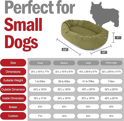 Majestic Pet 24 Inch Suede Calming Dog Bed Washable – Cozy Soft Round Dog Bed with Spine Support for Dogs to Rest Their Head - Fluffy Donut Dog Bed 24x19x7 (Inch) - Round Pet Bed Small – Sage (2025)